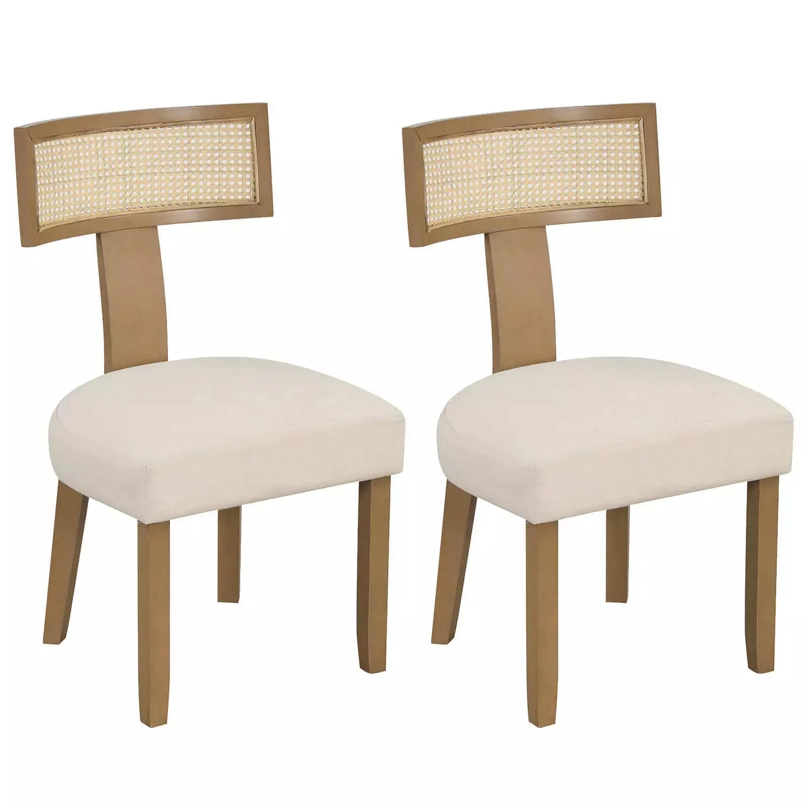 Rattan Woven Dining Chair — Set of 2, Natural & Cream