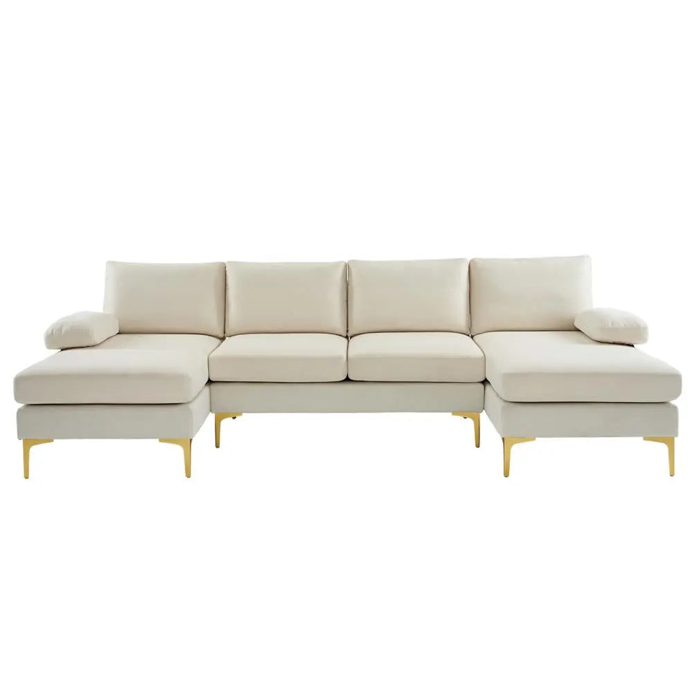 Linen U Shaped Sectional Couch