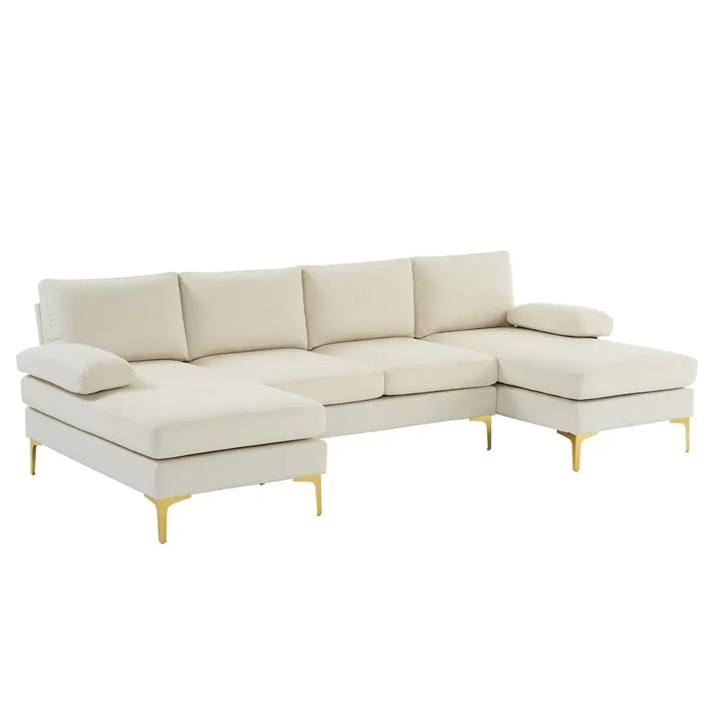 Linen U Shaped Sectional Couch